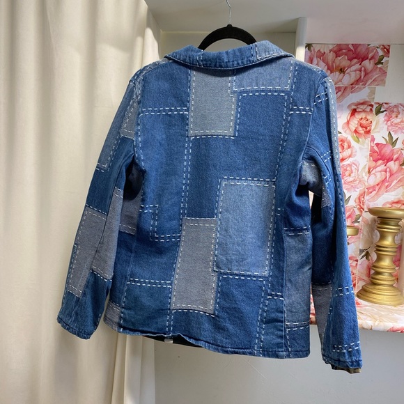 OOLALA PATCHWORK DENIM BLAZER BLUE - Picture 5 of 12